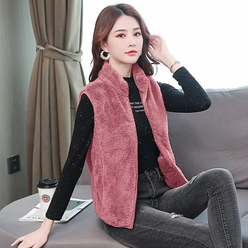

Women's Reversible Velvet Vest Double Sided Warm Coat for Autumn Winter Fleece Lining Jacket Lightweight Cotton Blazer