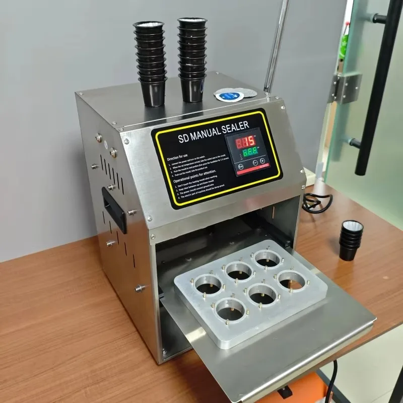 6 Holes Heat Sealing Machine for Kcup and Coffee Capsule Cups Rectangle Aluminum Foil Container Sealer view 2