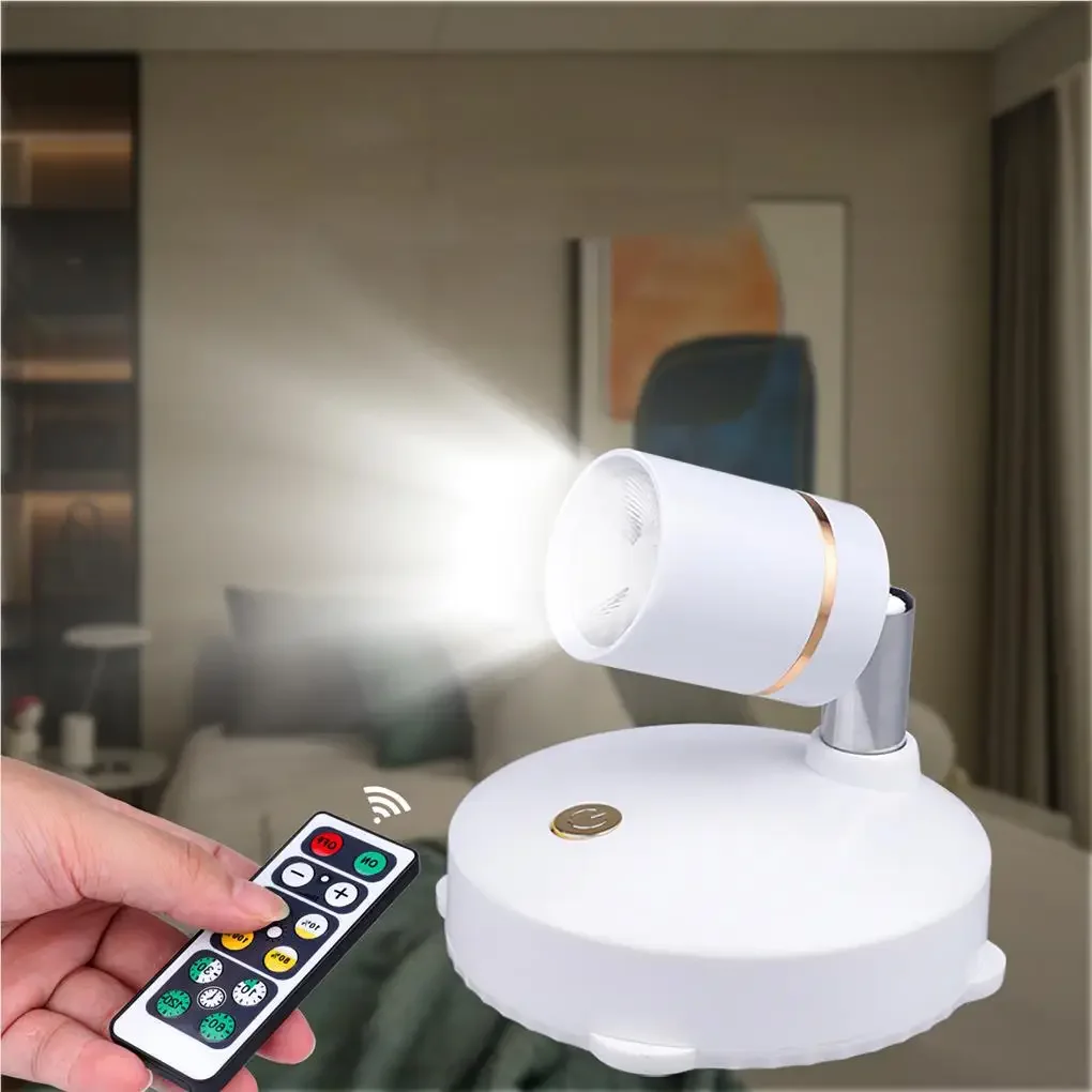 2 Pack Spotlight LED Wireless Lights USB Recharged Dimmable Remote Control Rotatable Adjustable Desk Lamp Display