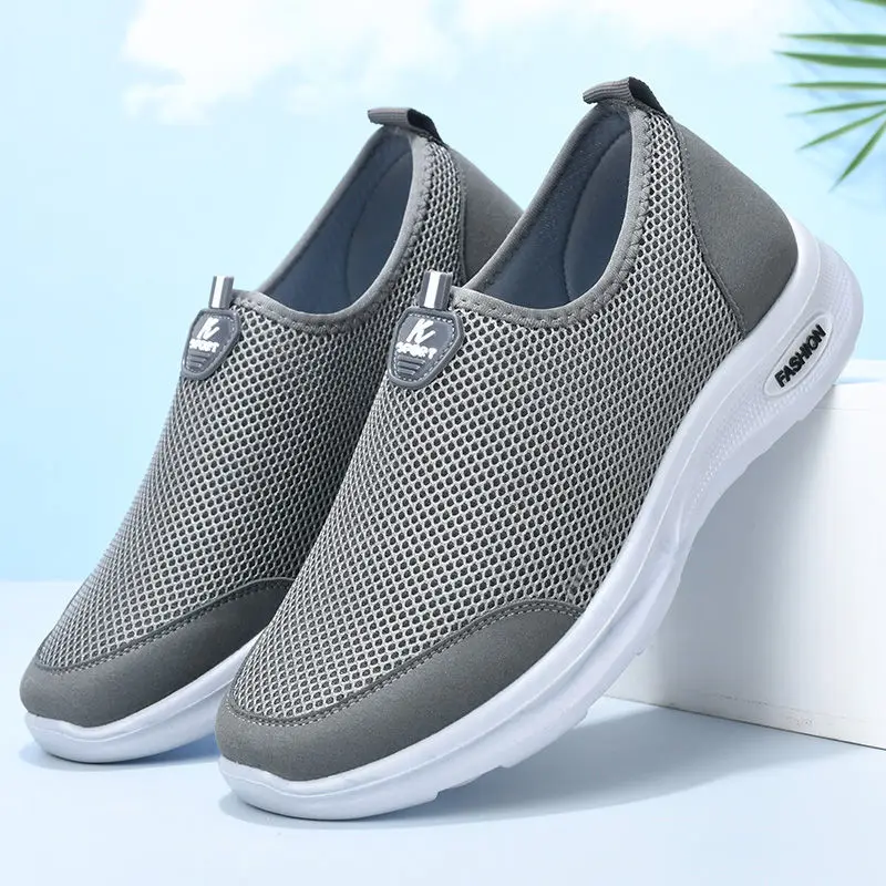 2024 Summer Breathable Thin Style Non stuffy Feet Mesh Men's Shoes Soft Sole Wear Resistant Anti slip Thick Sole Shoes