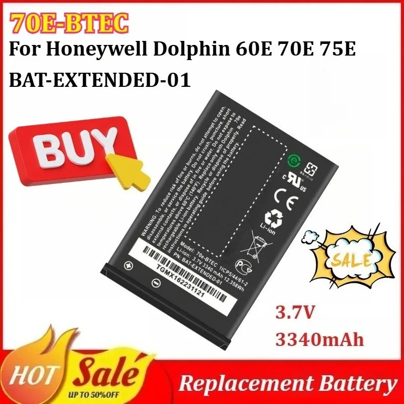 

Аккумулятор 70E-BTEC 3.7V 3340mAh для Honeywell Dolphin 60E 70E 75E, аккумулятор для сканера штрих-кодов BAT-EXTENDED-01