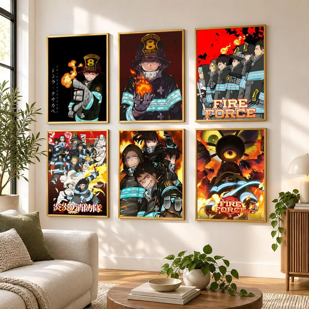Animation Vintage Anime Fire Force Poster HD art sticky wall waterproof home living room bedroom bar aesthetic decoration