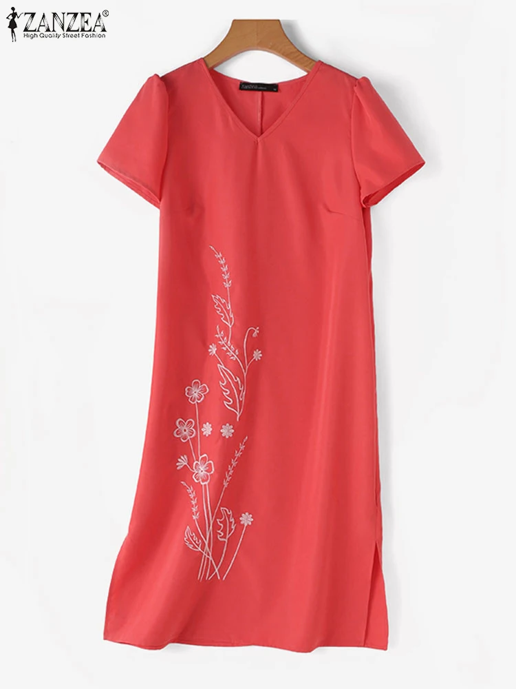 ZANZEA-Robe à fleurs bohème pour femme, robe d'été élégante, col en V, manches courtes, vacances, éducatif, décontracté, fête, travail