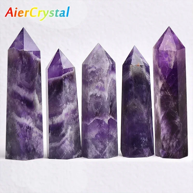 

Natural Amethyst Point Crystal Healing Energy Stone Natural Quartz Room Decor Reiki Polished Stone Obelisk Carved Crafts 40-80mm