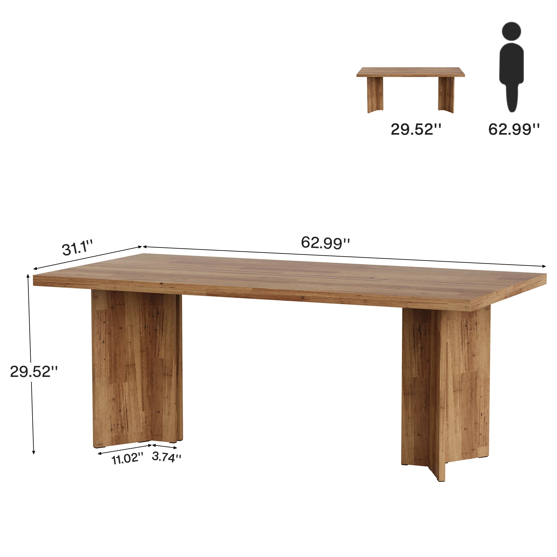 مكتب تنفيذي Tribesigns مقاس 63 بوصة، مكتب كمبيوتر مكتبي منزلي عتيق مع سطح طاولة كبير، طاولة مؤتمرات كتابة خشبية للمزرعة #6