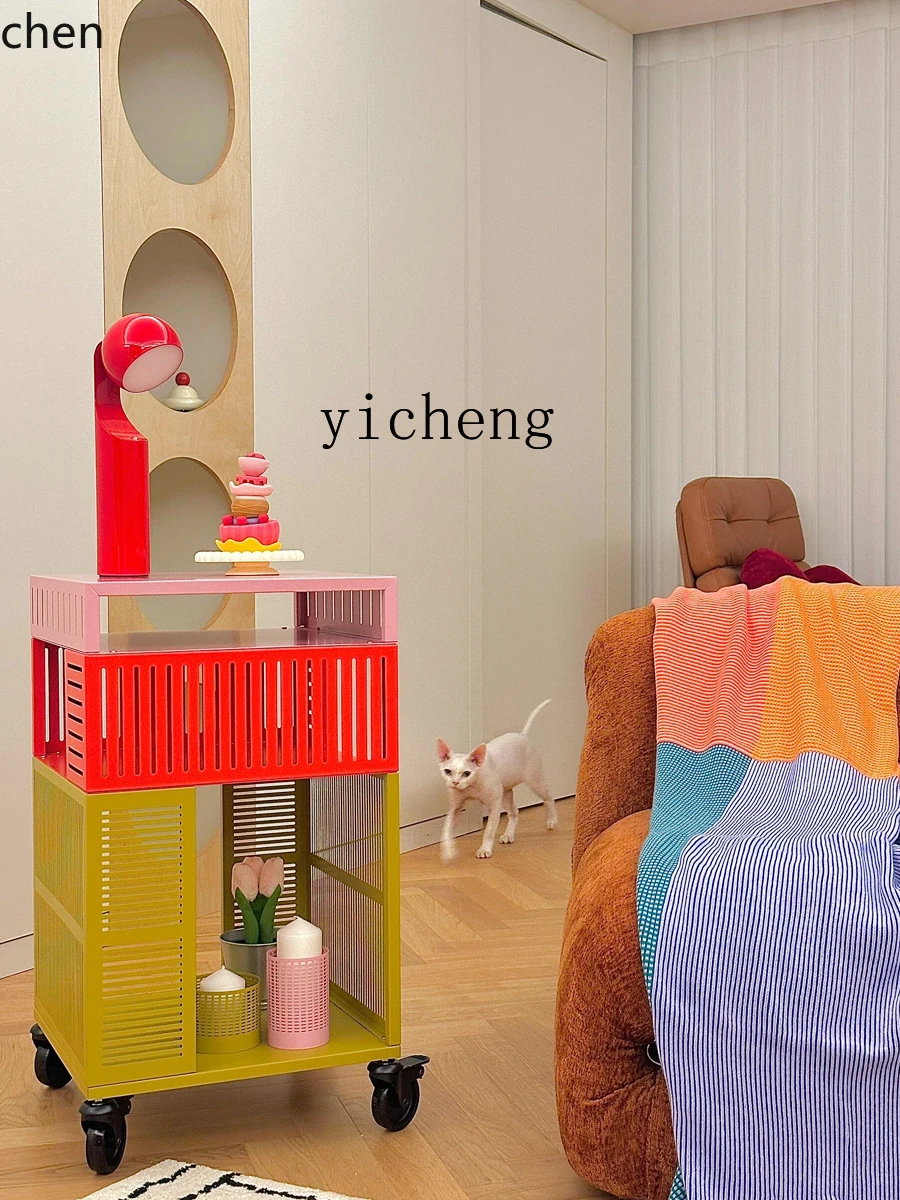 HXL Nordic simple color side cabinet storage including casters mobile cart storage rack multi-color mobile cabinet