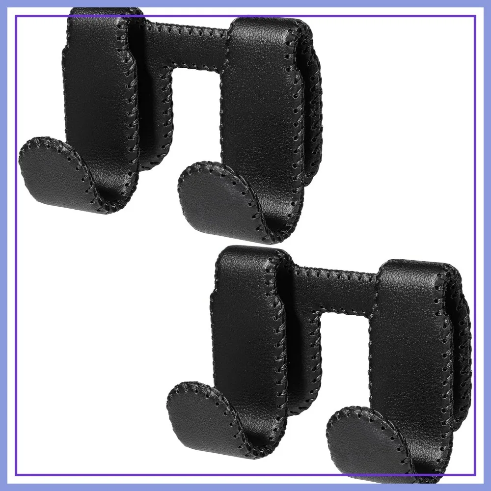 Ganchos para Asientos de Coche Forrados en Cuero para Tesla Model Y/Juniper y Model 3/Highland, Núcleo de Acero Inoxidable, Costura Hecha a Mano, Colgador para Bolsos, Organizador para el Respaldo del Asiento (Paquete de 2)