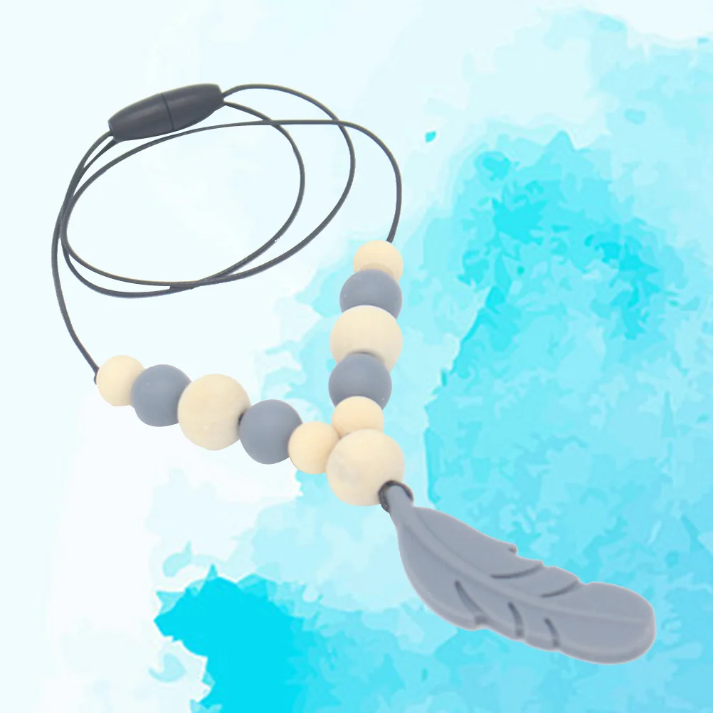 

Детский прорезыватель для кормления, кулон, силиконовая пустышка, ожерелье для прорезывания зубов, серая, мягкая текстурированная поверхность, массаж десен, подарок для новой мамы