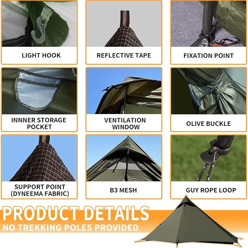 Lightweight Polyester Camping Tent for 2 People Ultra-light Hiking Tent Double-layer Waterproof and Windproof Fast Delivery