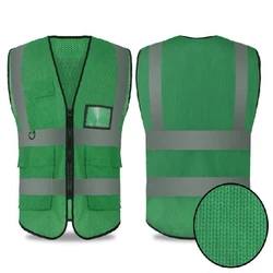 Hi Vis VIZ-Chaleco excutivo de alta visibilidad para hombre, malla reflectante, multibolsillo, de seguridad, con rayas reflectantes, de verano