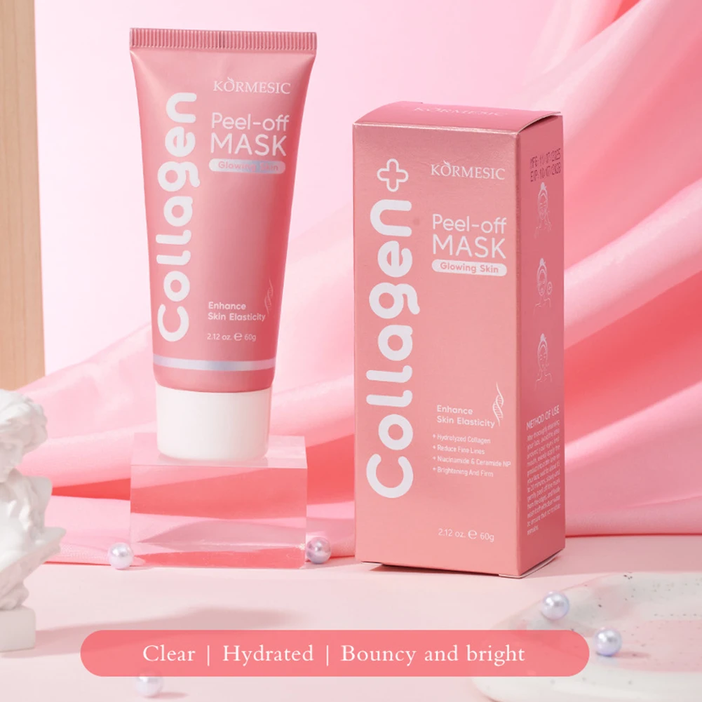 60g Collagen Overnight Peel-Off Mask,Deep Cleansing Collagen Pore Minimizing Mask,Hydrates & Brighten-Complexion For Skin Care
