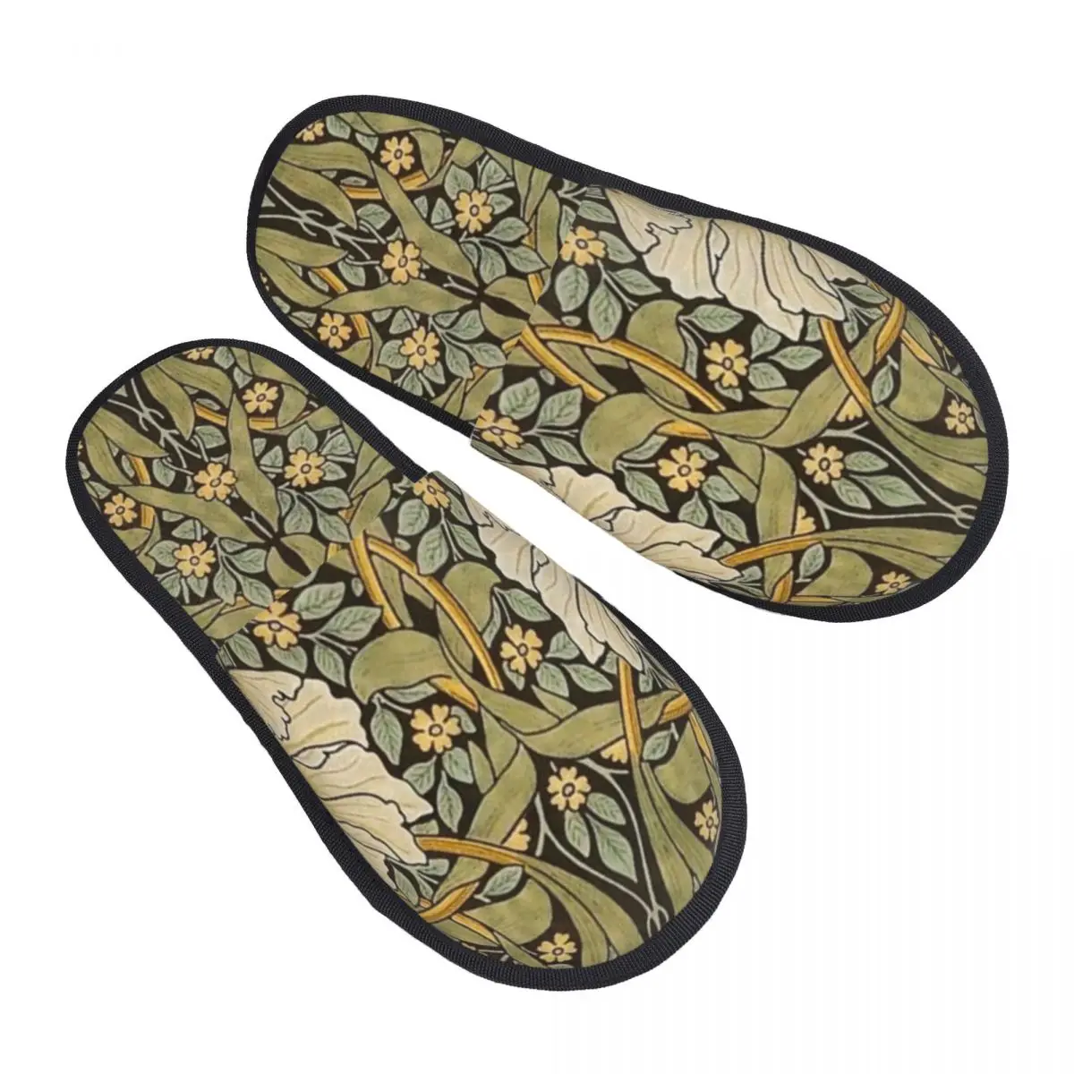 William Morris Pimpernel Guest Slippers for Bedroom Women Custom Print Floral Textile Pattern House Slipper