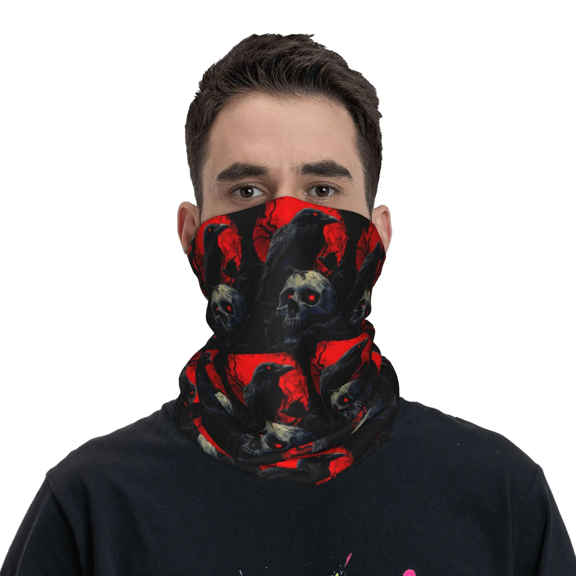 

Raven Crow Print Bandana Neck Cover Printed Wrap Mask Scarf Headwear Hiking Fishing for Men Women Adult Breathable