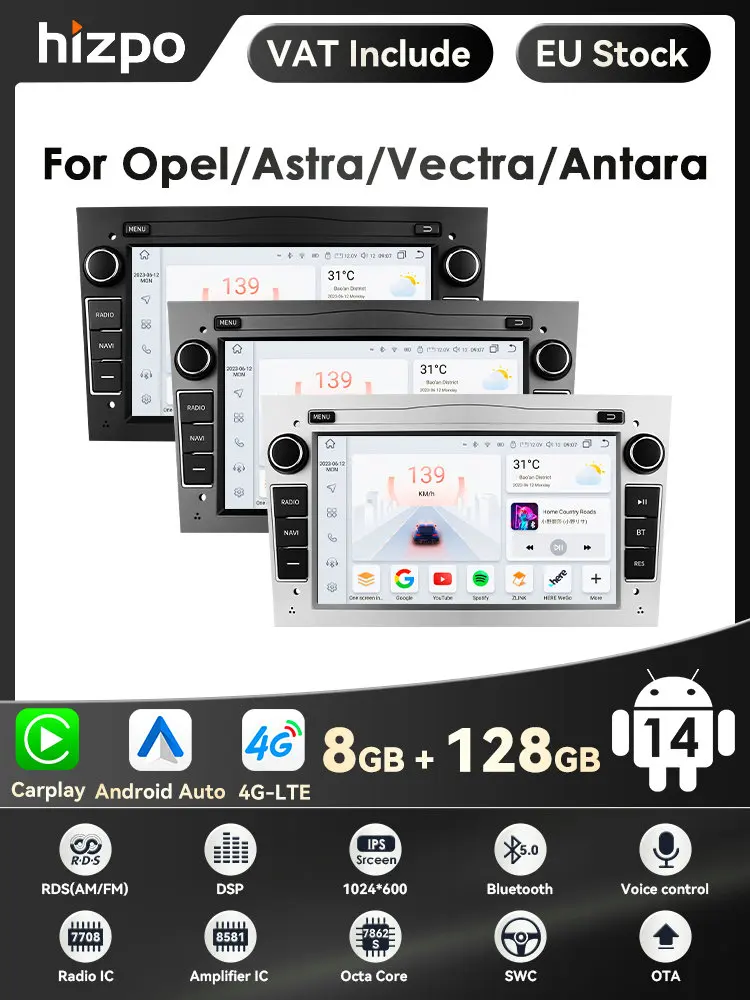4G Carplay Android 2 Din Auto Gps Speler Voor Opel Astra H J 2004 Vectra Vectra Vauxhall Antara Zafira Corsa C D Vivaro Meriva Veda Radio - afbeelding 2