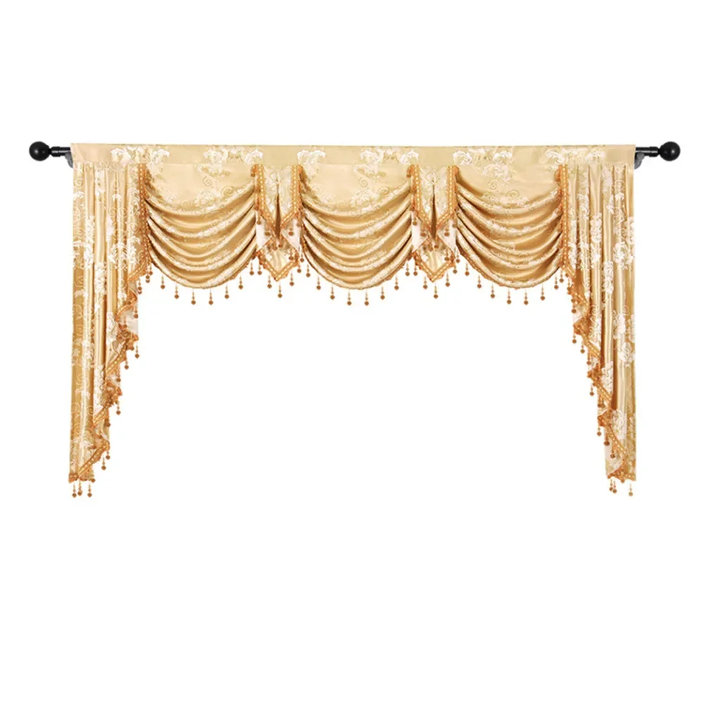 

European Style Curtains for Living Room Bedroom Dining Royal Luxury Valance Pelmet Windows Swag Curtain Wedding Backdrop Stand