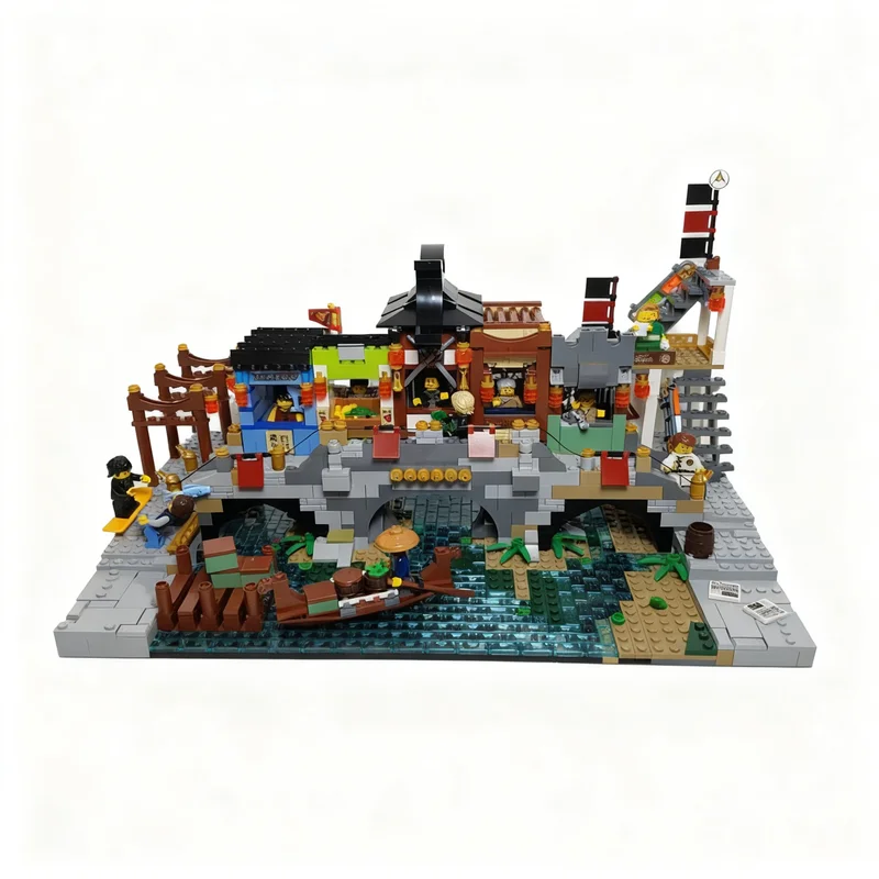 2074 детали MOC Ниндзя: Модель старого моста из фильма «Ниндзя» и города Ниндзя, строительные блоки, архитектурный конструктор, рождественский подарок, игрушка на день рождения.
