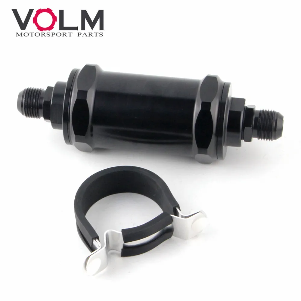 BLACK AN6 8 10 Inline Fuel Filter E85 Ethanol With 100 Micron Stainless steel elementand FF07