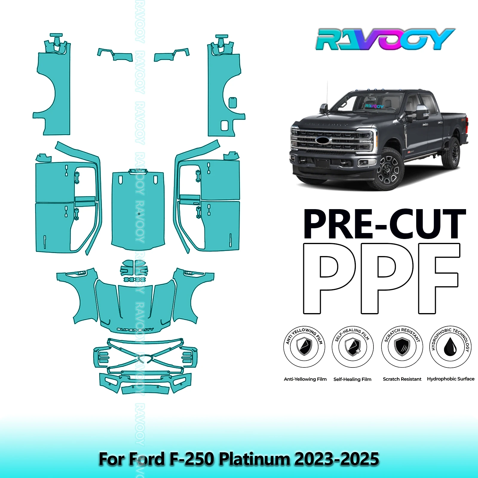 

Car Precut PPF Paint Protection Film Full Vehicle For Ford F-250 Platinum 2023-2025