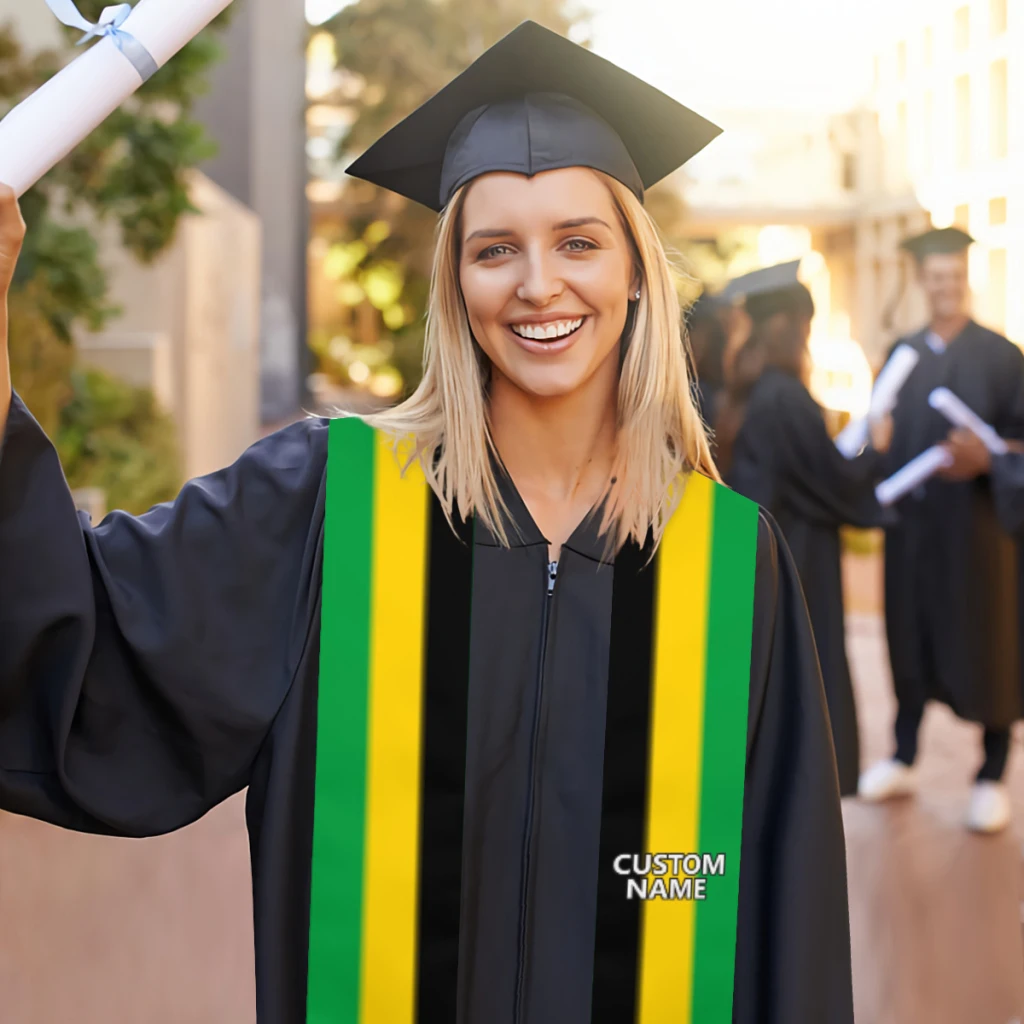 

Custom Name Jamaica Flag Scarf Graduation Sash Stole International Study Abroad Adult Unisex Party Accessory