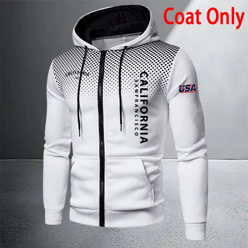 Hot Sales Men's Jacket Tracksuit Printed Zipper Hooded Sweatshirt Dot Coat Autumn Winter Sports Clothes Casual Single Tops Pants view 6