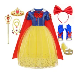 Long Sleeve Snow Queen Costume Dress with Detachable Cape for Girls Great for Cos and Performance