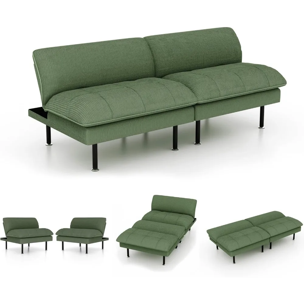 Sofá-cama futon multifuncional de 70 polegadas com encosto ajustável, sofá-cama conversível, loveseat reclinável moderno