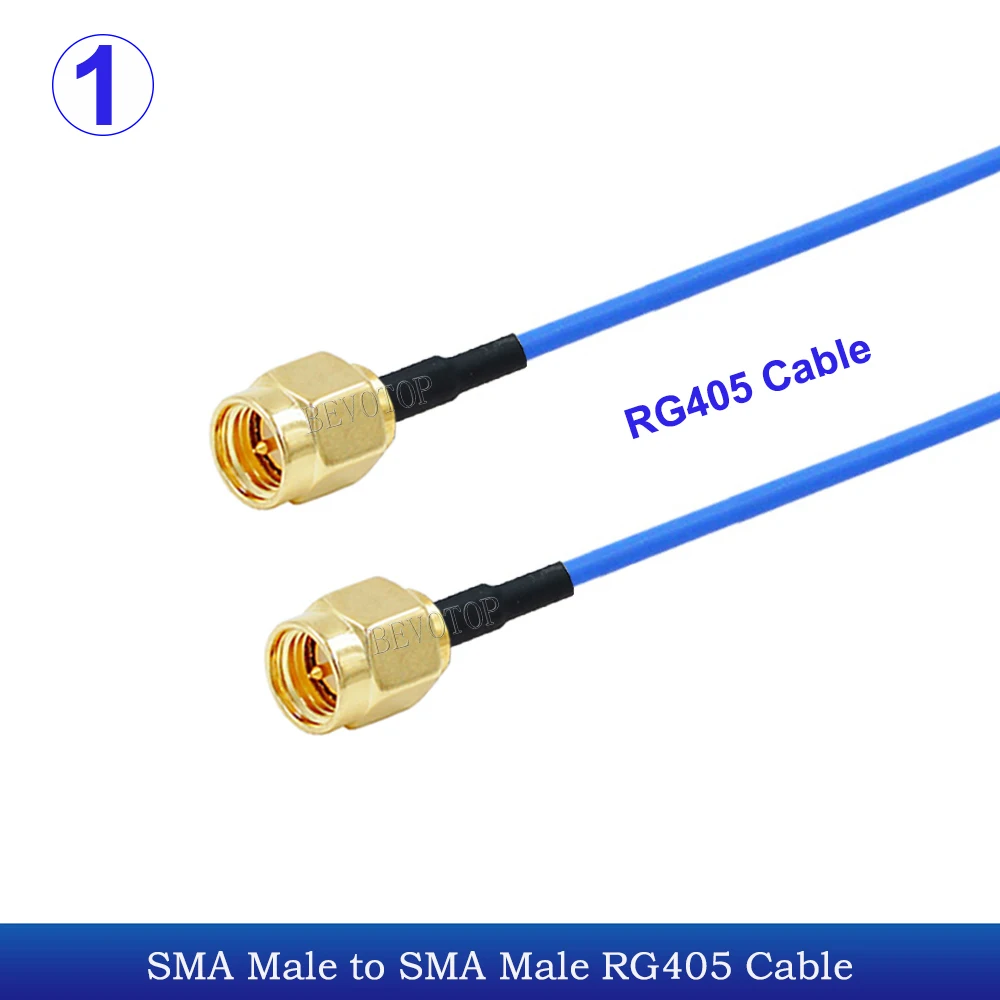 1Pcs Blue RG-405 SMA Type to SMA Male/Female Connector Semi-Flexible 086 RG405 50ohm RF Coaxial Cable High Frequency Test Cable