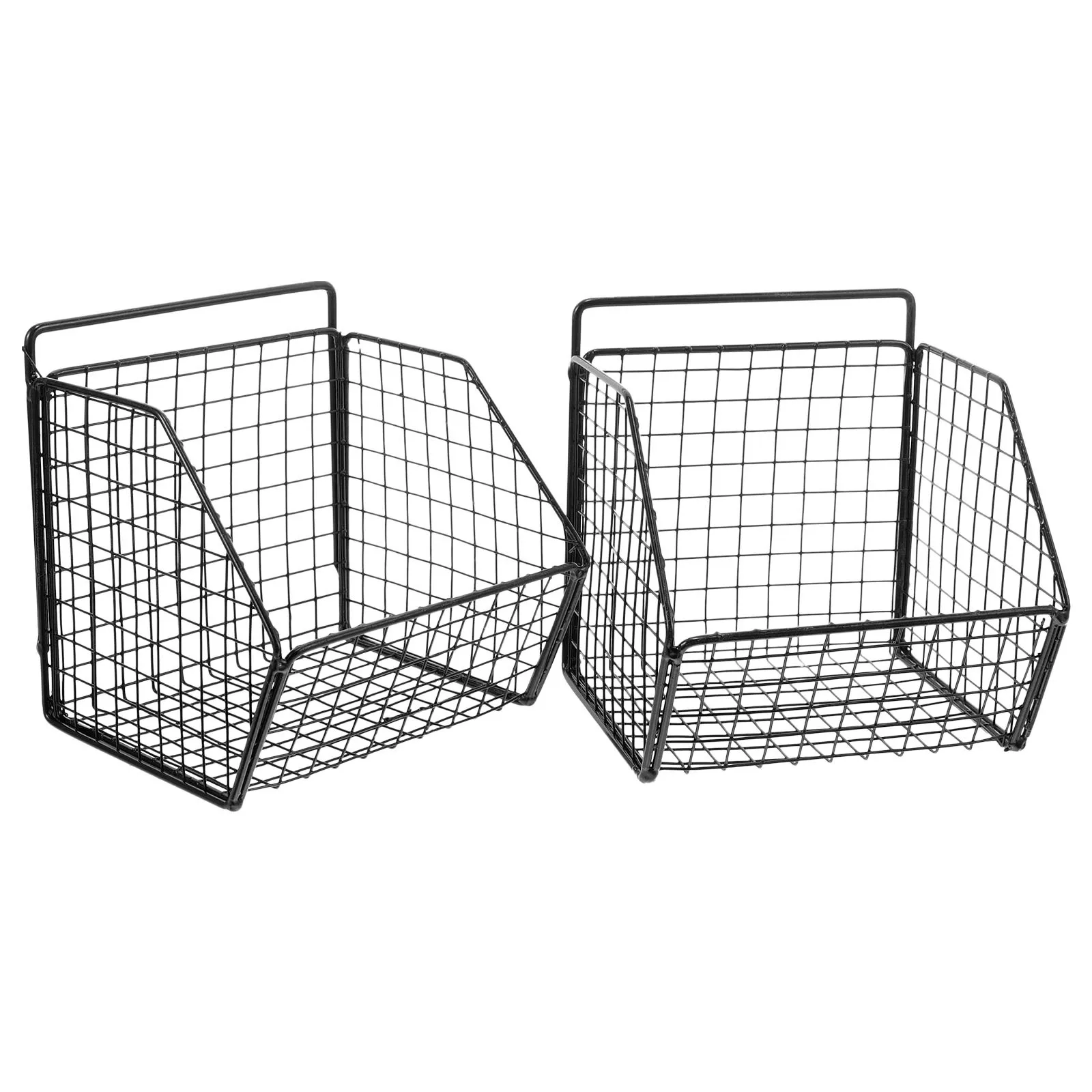 

1Set Metal Wall Baskets Kitchen Storage Organizer Wall Mount Bin for Vegetables Fruits Ginger Garlic Wire Basket