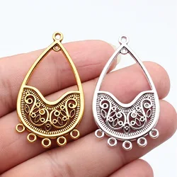 WYSIWYG 4pcs 46x26mm 2 Colors Porous Earrings Accessories Finding Earring Connectors For Jewelry Making Earring Connector Charms