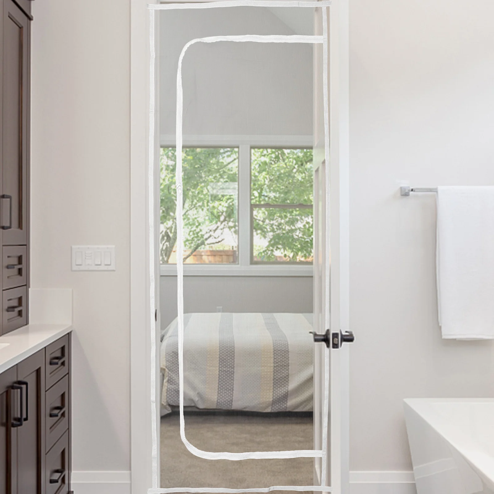 

Cat Curtain Zipper Screen Door For Pet Proof Mesh Barrier Dog Cat Door Curtain Adhesive Easy Install Mosquito Net