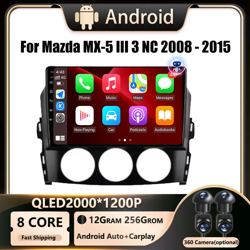 

Android OS for Mazda MX-5 III 3 NC 2008 - 2015 Multimedia Video Player 9 inch Car Radio Navigation stereo GPS No 2 din dvd WIFI