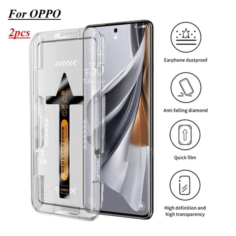 

2 шт., простой в установке инструмент премиум-класса, закаленное стекло для Oppo Reno 12 11 Pro 10 Pro +, защитная пленка для экрана, стекло Reno 12 Pro