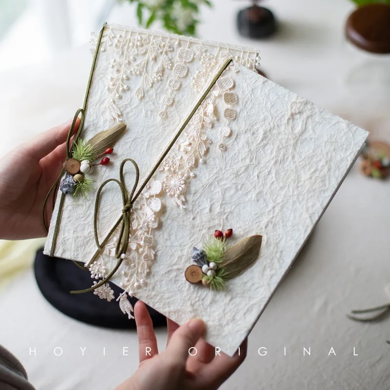 

Handmade wedding vow card wedding groom and bride creative high-end berry Mori series speech handwritten declaration book