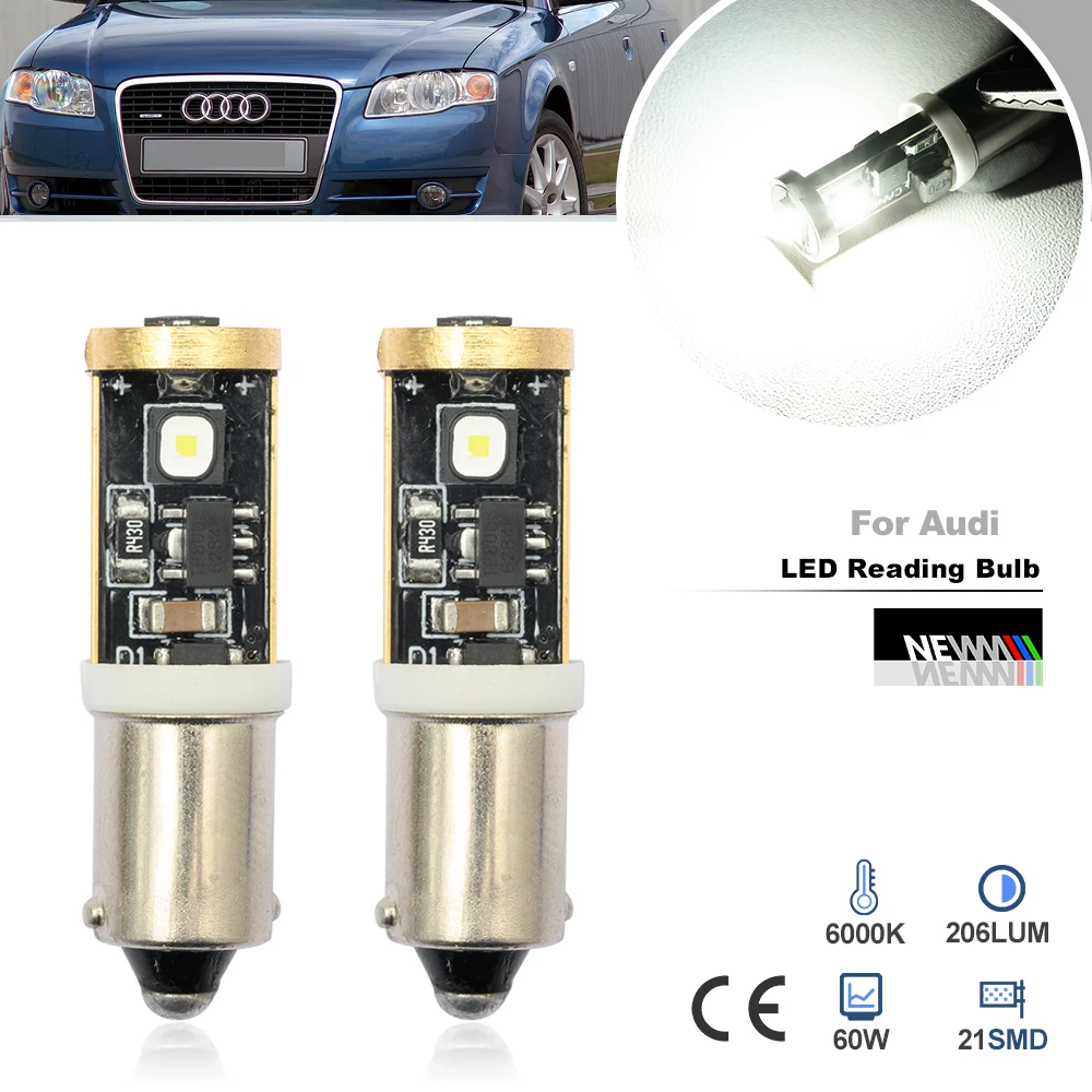 Se adapta a Audi A2 A3 A4 A6 Q7 TT para Seat Exeo Skoda Fabia Canbus T4W BA9S reemplazo de bombillas de luz de lectura Interior LED blancas