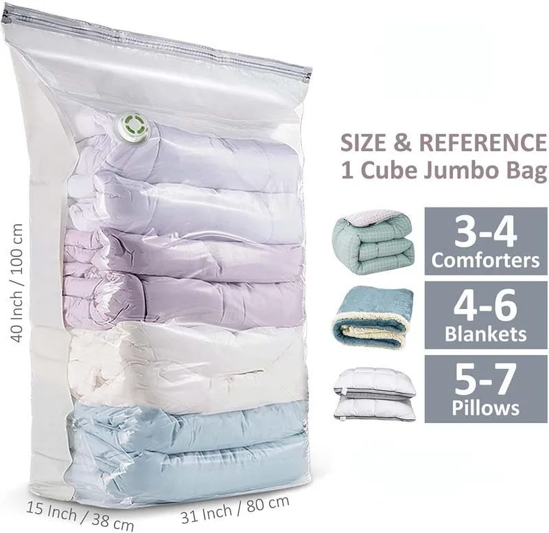 Compress Vacuum Space Saver Bag Cube Bag No Pump Storage Clothing Quilt Bag Watetproof and Airtight Storage Bag