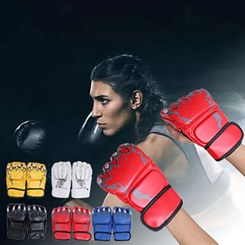 Guantoni da boxe MMA per uomo donna PU Karate Muay Thai Free Fight MMA Sanda Training gioventù adulti attrezzature per bambini