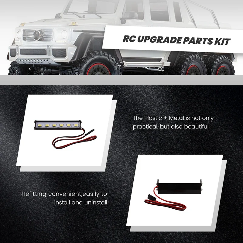 Rc Car Roof Led Light Bar Light 70Mm Searchlight For 1/10 Trxxas Trx4 Trx6 G63 Axial Scx10 D90 Crawler