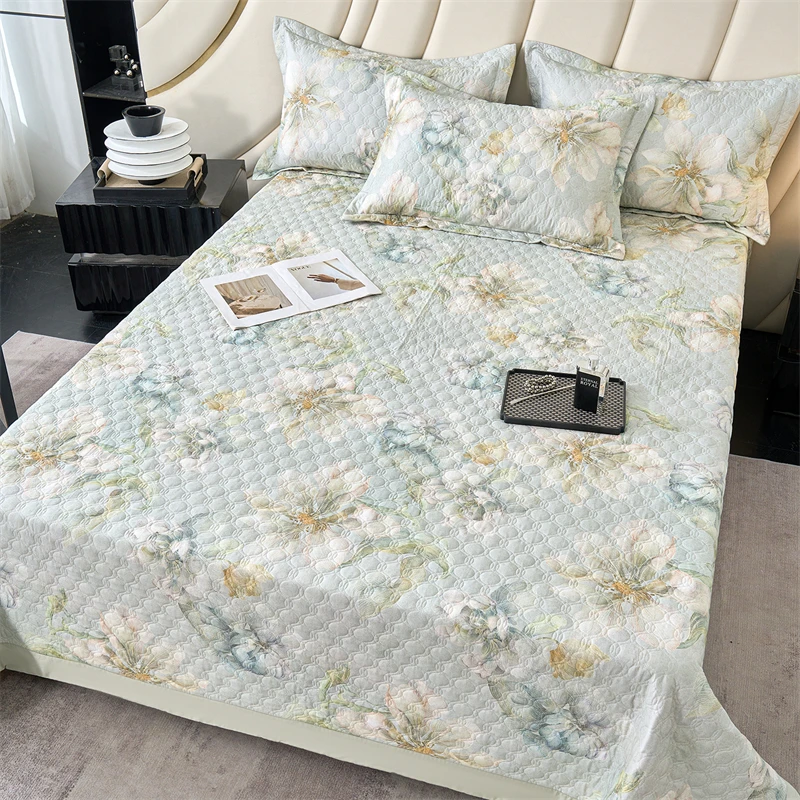 100% Cotton Quilted Bedspread Bed Cover Mattress Topper Bed Linen Set Coverlet Queen King Double Bed Sheets Pillowcases 3/5Pcs