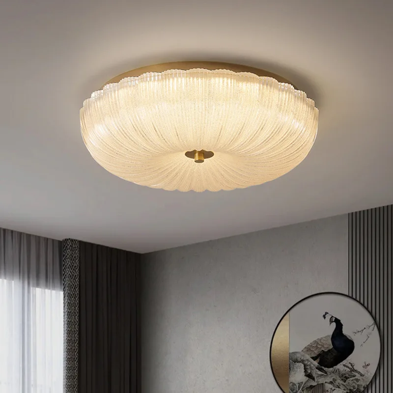 Modern Light Luxury Bedroom Ceiling Lamps Crystal Glass Flower Light LED Romantic Warm Corridor Aisle Living Room Ceiling Lights