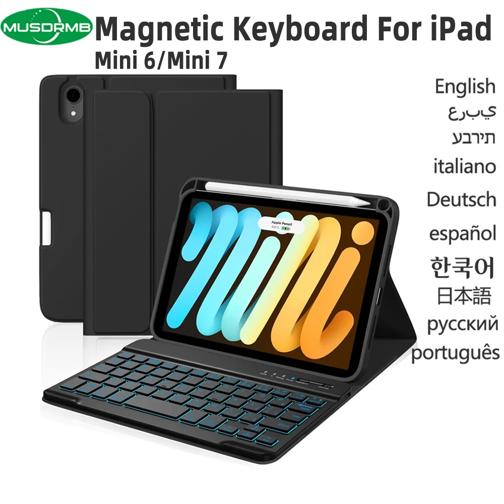 

Case Keyboard for iPad mini 7 7th Generation A17 Pro (2024) & Mini 6 6th (2021) Leather Cover Keyboard for iPad Mini7 Mini6
