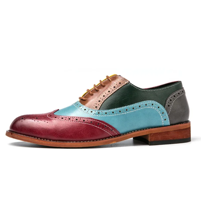 Chaussures provoqué à lacets sculptées rétro pour hommes, chaussures Oxford, multicolore, classique, affaires, décontracté, fête, creux, PU, mode, nouveau, Bullock