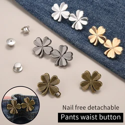 1/2 Pair Jeans Button Adjustable Clips for Pant Skirts Waist Tightener Buckle Snap Button Adjuster Pants Pin Retractable Button