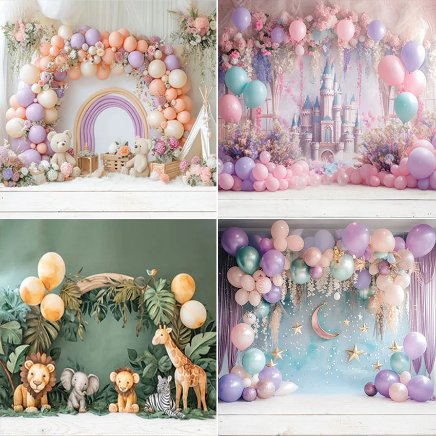 

Mehofond Photography Background Arch Balloon Boho Floral Child Birthday Party Cake Smash Portrait Decor Backdrop Photo Studio