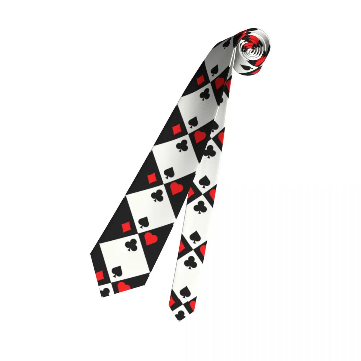 Poker Four Suits Neckties Men's Customized Silk Card Game Players Neck Tie for Party