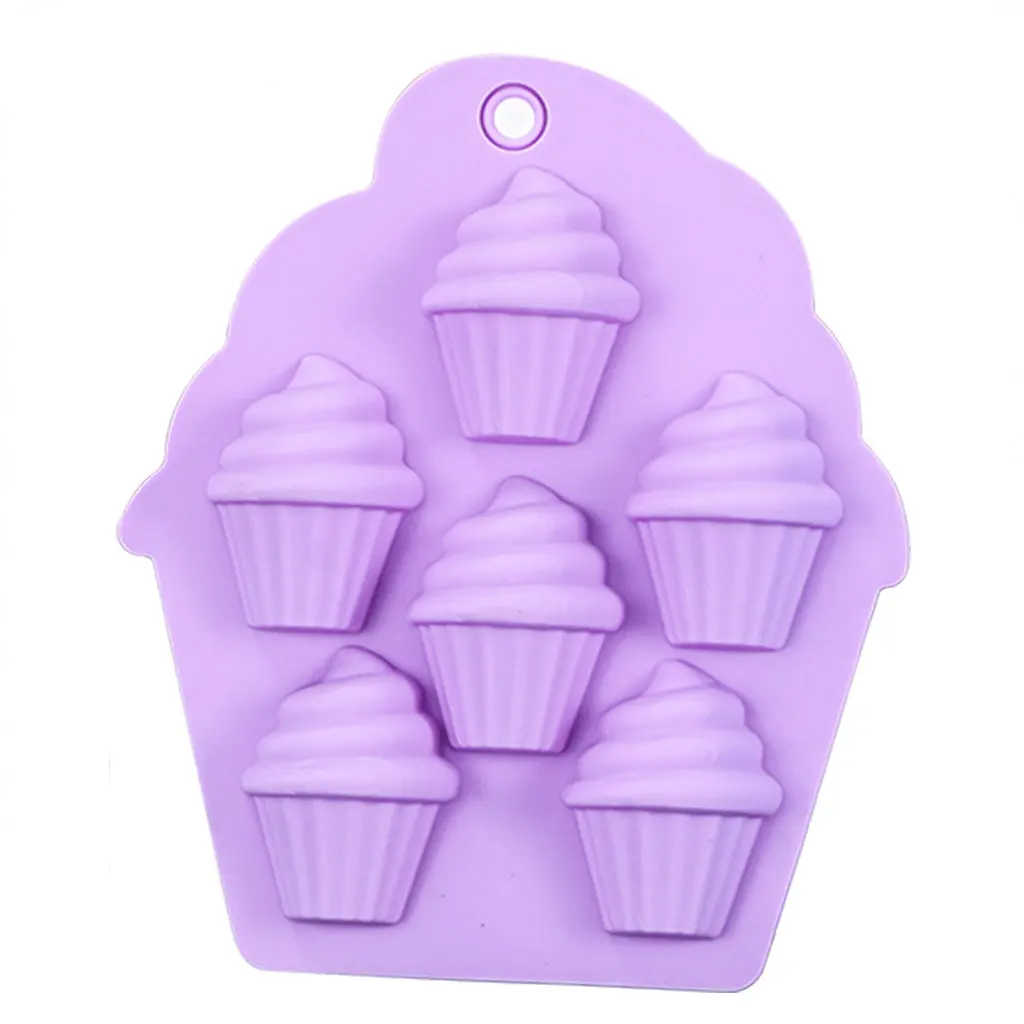 6-Cavity Cupcake Silicone Mold Swirl Ice Cream Shape Cake Decorating Tool DIY Chocolate Jelly Molds Kitchen Bakeware Accessories