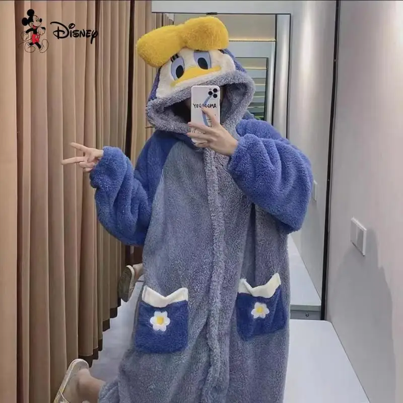 الربيع والخريف Kawaii الدافئة الشباب منامة مجموعة أنيمي المرأة الكرتون طويل سميكة ثوب النوم ملابس المنزل ثوب النوم قطعتين مجموعة