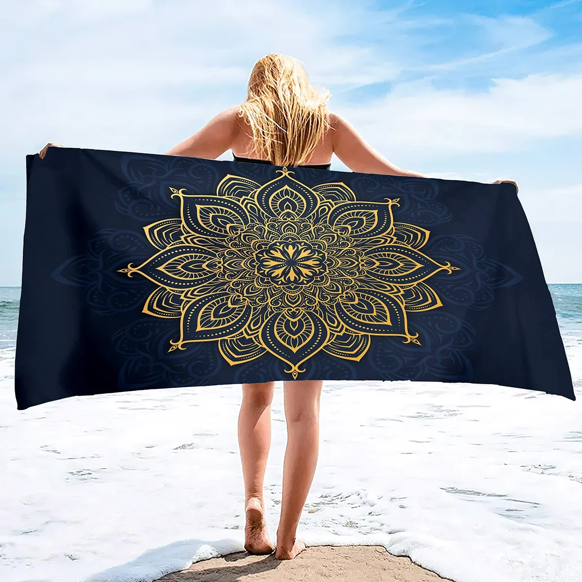 Boho Mandala Microfiber Beach Towel Oversize, Extra Large, Quick Drying, Quick Fast Dry Sand Free Proof Pool Towel, Lounge Cover