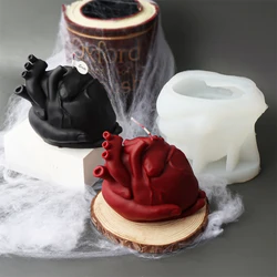 Halloween Simulation Human Heart Silicone Candle Mold Handmade Aromatherapy Plaster Resin Making Tools Hand Holding Heart Mould