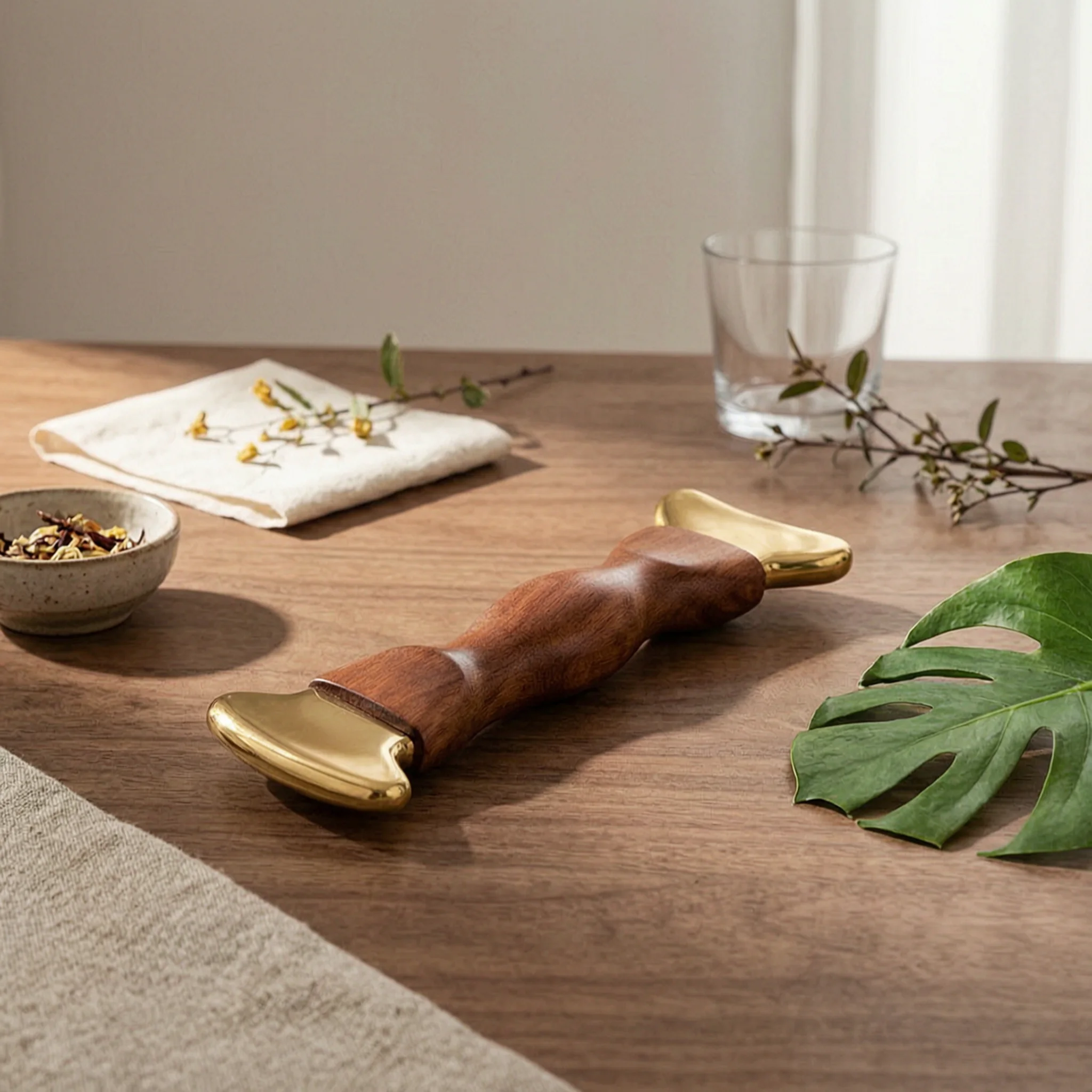 Gua Sha Tool Ergonomic Gua Sha Massager with Wooden Handle Massage Scraper Lymphatic Drainage Wooden Massager Handheld