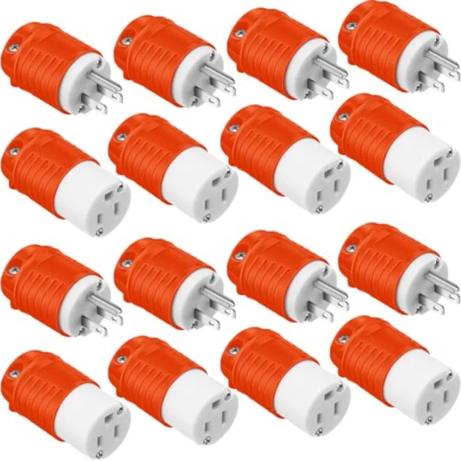 Sherr 16 قطعة تمديد الحبل ينتهي الذكور والإناث 15A 125 فولت 2 القطب 3 سلك 5-15P 5-15R الثقيلة استبدال المكونات والموصل S